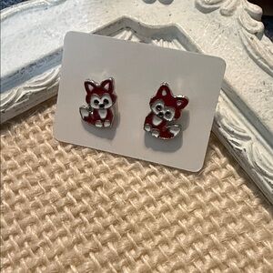 Little Foxes Enameled Earrings
